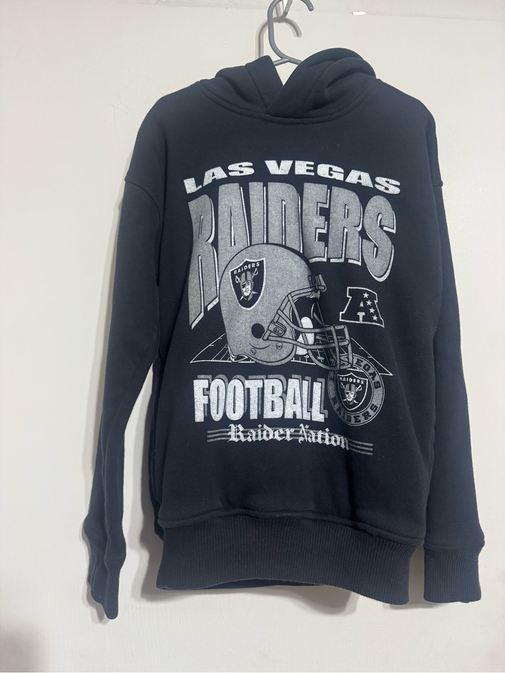 Abercrombie kids Las Vegas Raiders Black Graphic Hoodie size 7/8